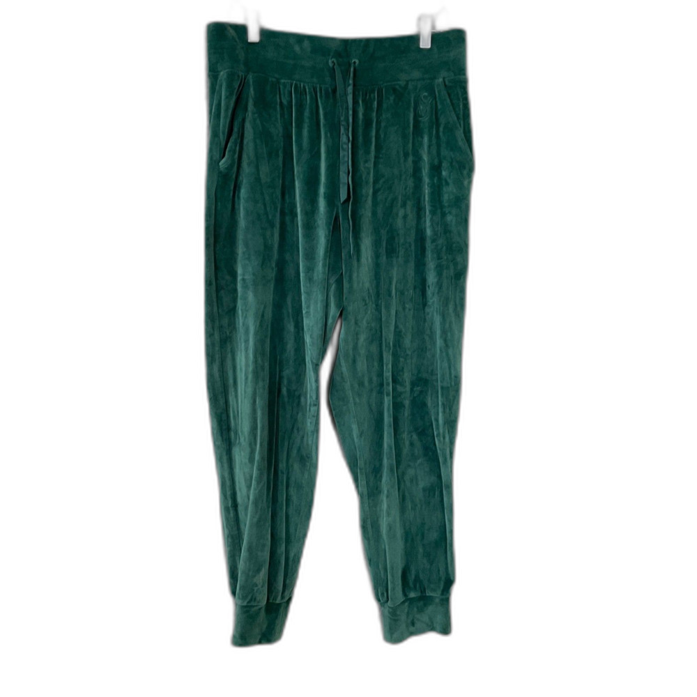 Victoria's Secret Velour Jogger pants women’s L Green Loungewear Pockets Comfort